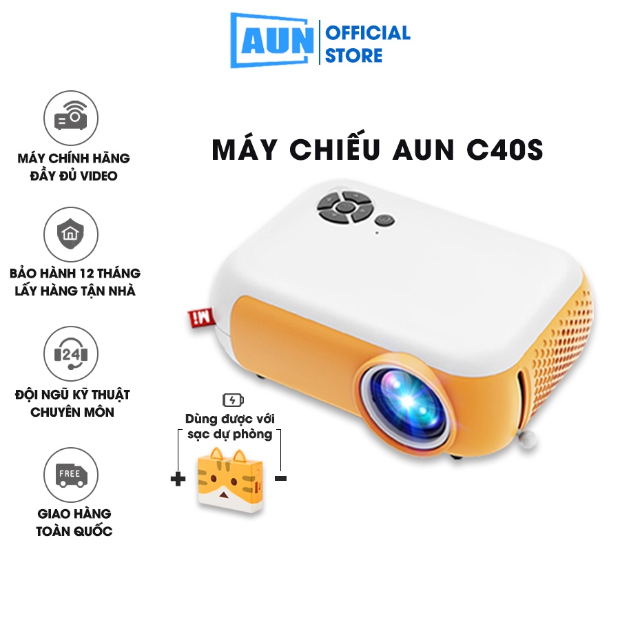 Máy chiếu mini AUN C40s 2022 - Kết nối với điện thoại, laptop, máy tính