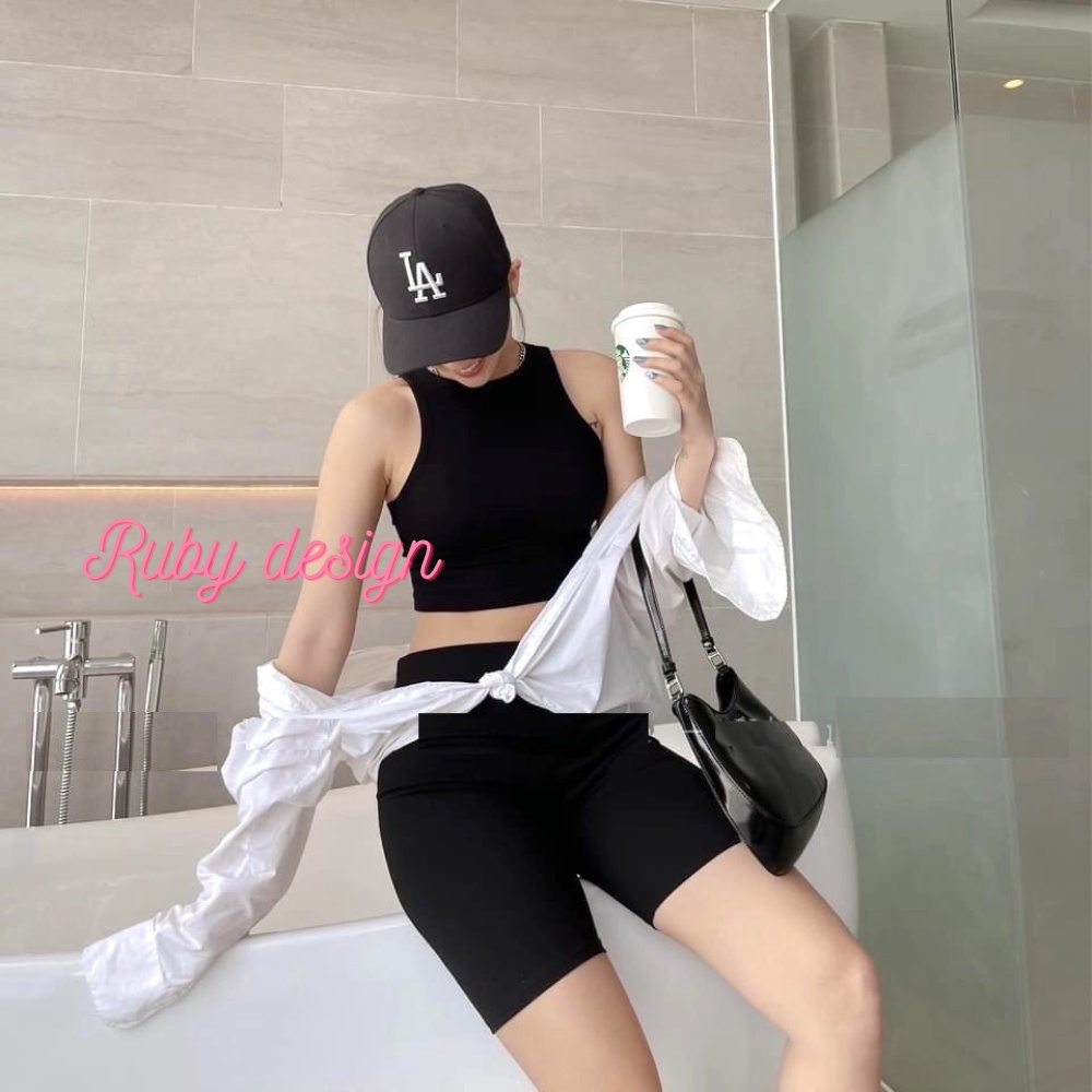 Áo 3 lỗ nữ áo croptop nữ sát nách dáng ôm body vải thun gân co giãn tốt màu đen trắng - Ruby design