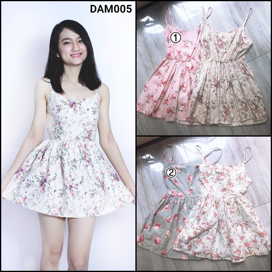Đầm hoa thời trang hai dây Thái Lan DAM005 | Shopee Việt Nam