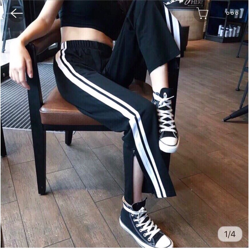 QUẦN ỐNG RỘNG NỮ PHỐI SỌC CHẤT UMI CÁ TÍNH THỜI TRANG BANAMO FASHION