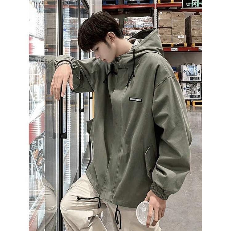 Áo Khoác Gió Nam Có Nón Chất Dù Hai Lớp Logo Thêu, Hình Lưng In Phong Cách Trẻ Trung Form Rộng Thoải Mái [NEW UNISEX]