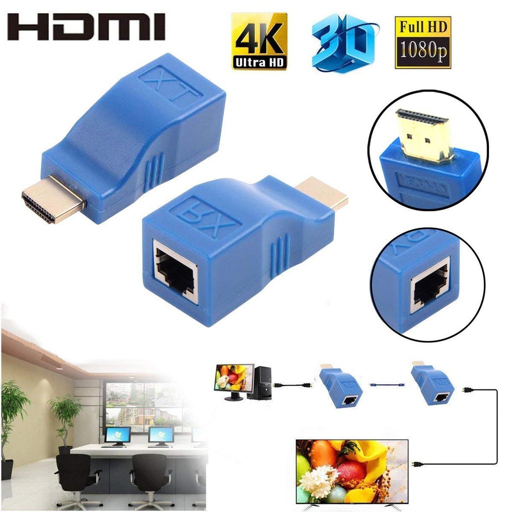 Bộ Chuyển Đổi Mở Rộng Mạng HDMI 30M V1.4 RJ45 CAT5E CAT6 Cho HDTV HD TV DVD