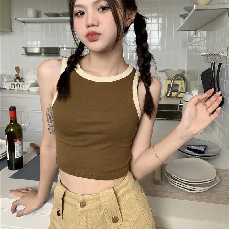 Áo ba lỗ croptop nữ 3 lỗ không tay ôm body 4 màu