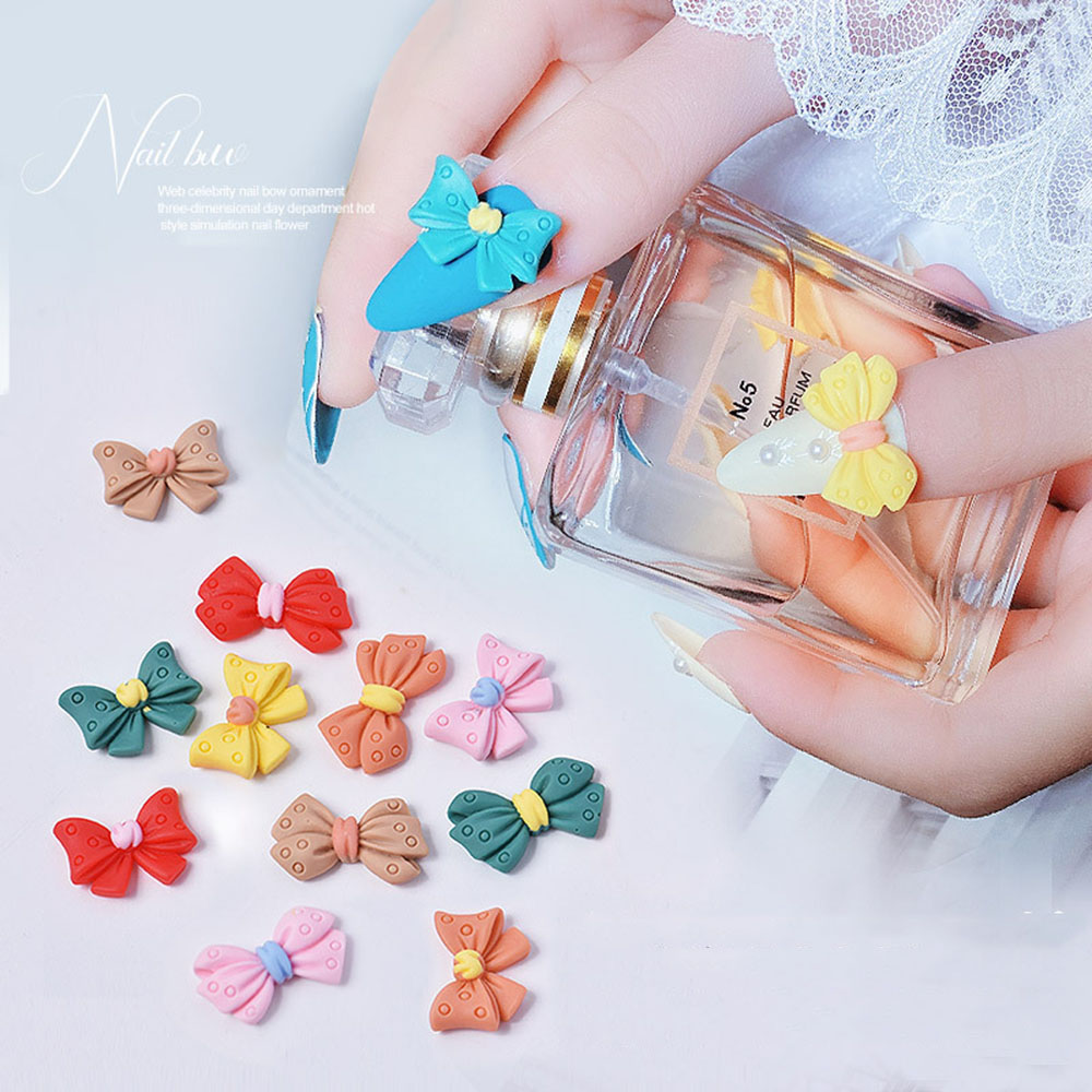 CHARMS Phụ Kiện Nơ Trang Trí Móng Tay Xinh Xắn