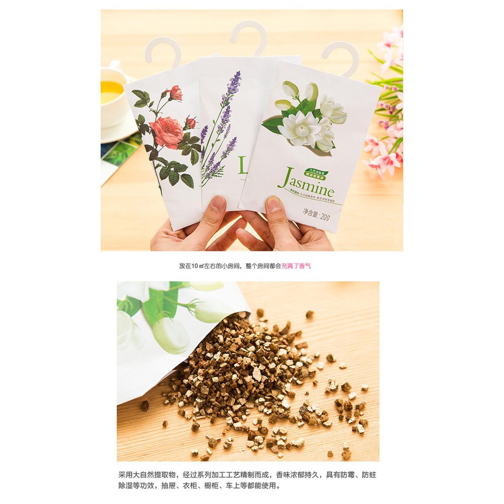 Túi thơm treo tủ quần áo phòng tắm từ hoa khô tự nhiên khử mùi thơm phòng