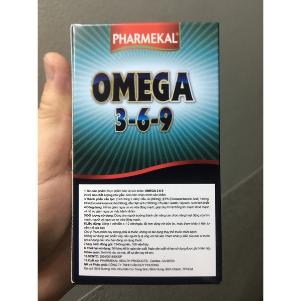 Viên uống Viên Dầu Cá Omega 369 Pharmekal 100 viên