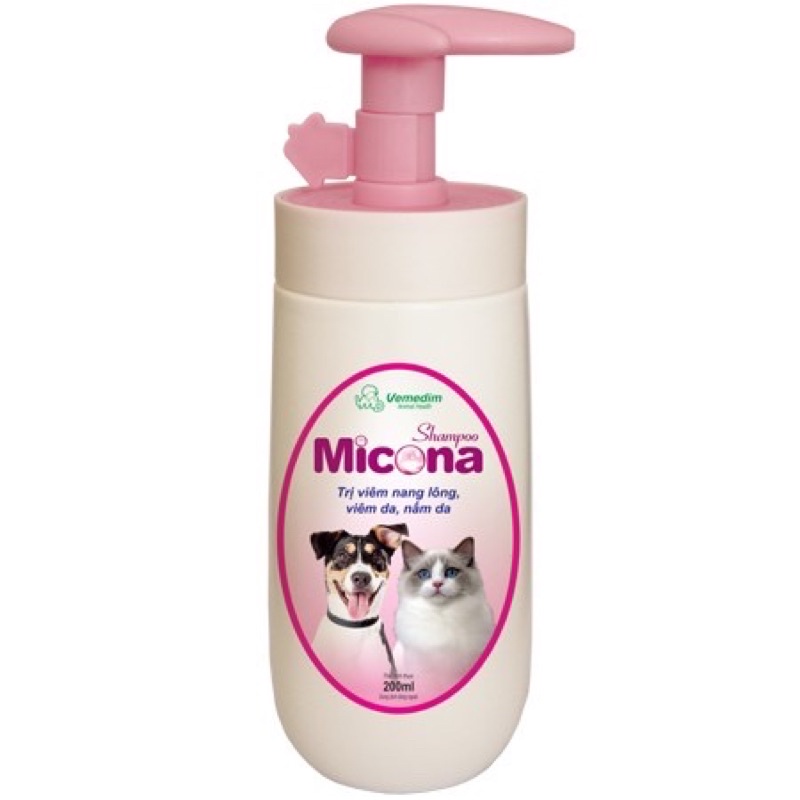 [Chăm Sóc Thú Cưng] Sữa Tắm Micona Shampoo 200ml - Sữa Tắm Trị nấm và viêm da Cho Chó Và Mèo - Chai Lớn Tiết Kiệm Hơn