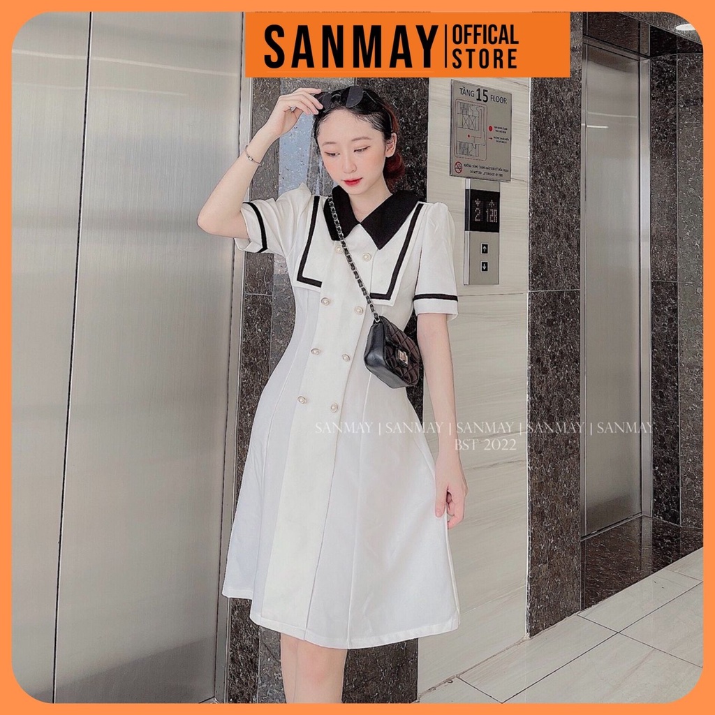 Váy Dự Tiệc Cổ Sơ Mi Nữ Đẹp SANJOLI Đầm Suông Công Sở Dáng Xòe Sang Trọng, Thanh Lịch VD023 | BigBuy360 - bigbuy360.vn