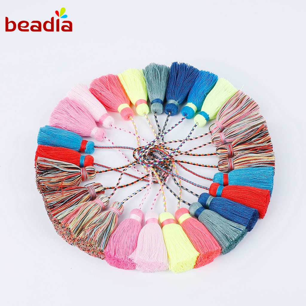 Dây rua rua cotton Beadia phối màu đẹp mắt dùng trang trí rèm cửa