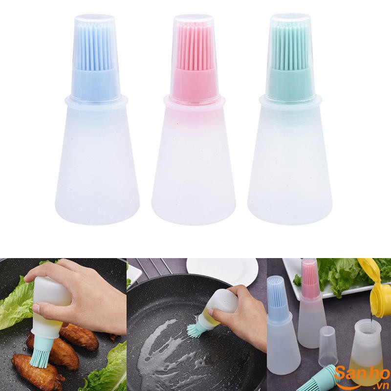 (Bán Buôn Sỉ) Chổi Quét Dầu Ướp Gia Vị Kèm Bình Đựng Dụng cụ phết dầu làm bánh và nướng BBQ