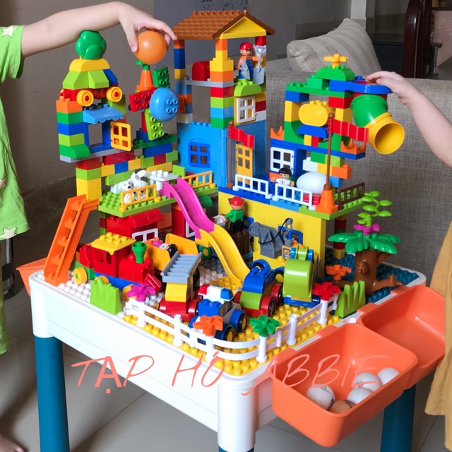 Bàn lego cho bé xếp hình sáng tạo, vừa học vừa chơi phát triển trí tuệ đồ chơi xếp hình kích thích sự thông minh cho trẻ