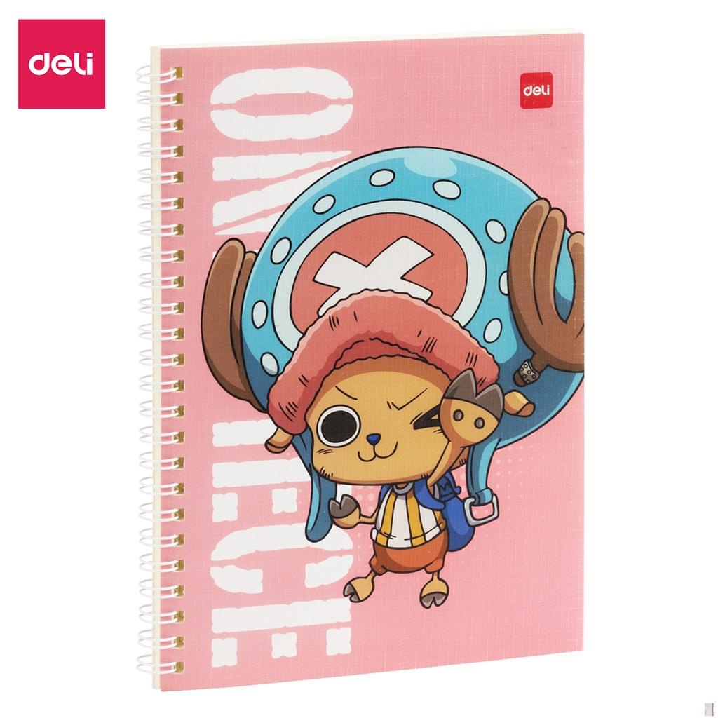Sổ gáy xoắn Sổ kẻ ngang Deli - Họa tiết One Piece, Khổ kẻ ngang, A5 120 trang, màu ngẫu nhiên EN003 - Deli