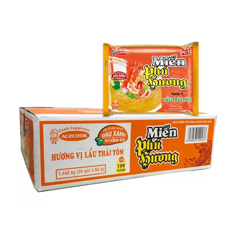 Thùng 24 gói Miến Phú Hương vị Sườn Heo/Gà Vàng/Thịt Bằm/Lẫu Thái Tôm/Thịt Heo Nấu Măng