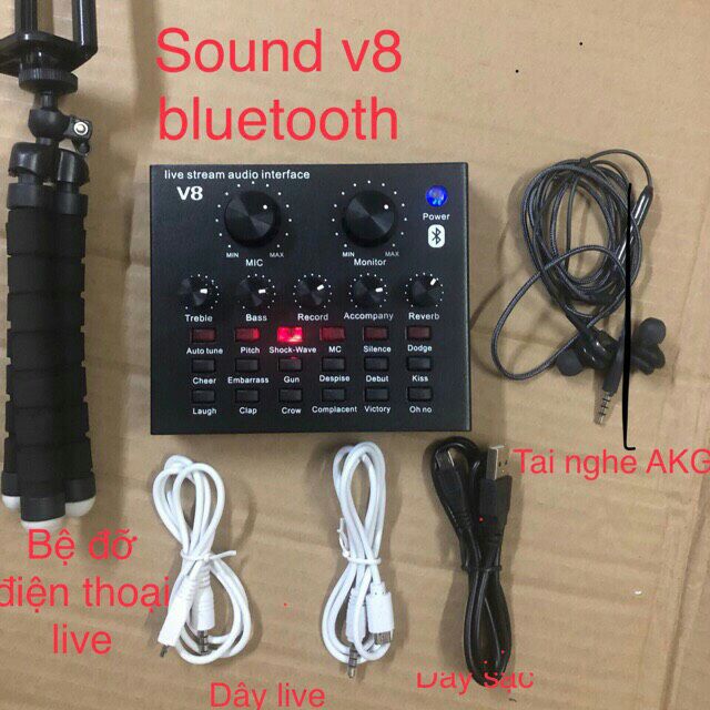 Bo thu âm siêu đơn giản sound v8 blue AKG hát livestream tặng bạch tuộc