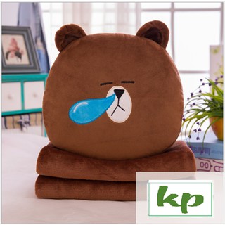 Gối mền LINE FRIEND 3 trong 1 hàng loại 1 Brown Cony Sally siêu mịn,bộ chăn gối văn phòng ngủ trưa