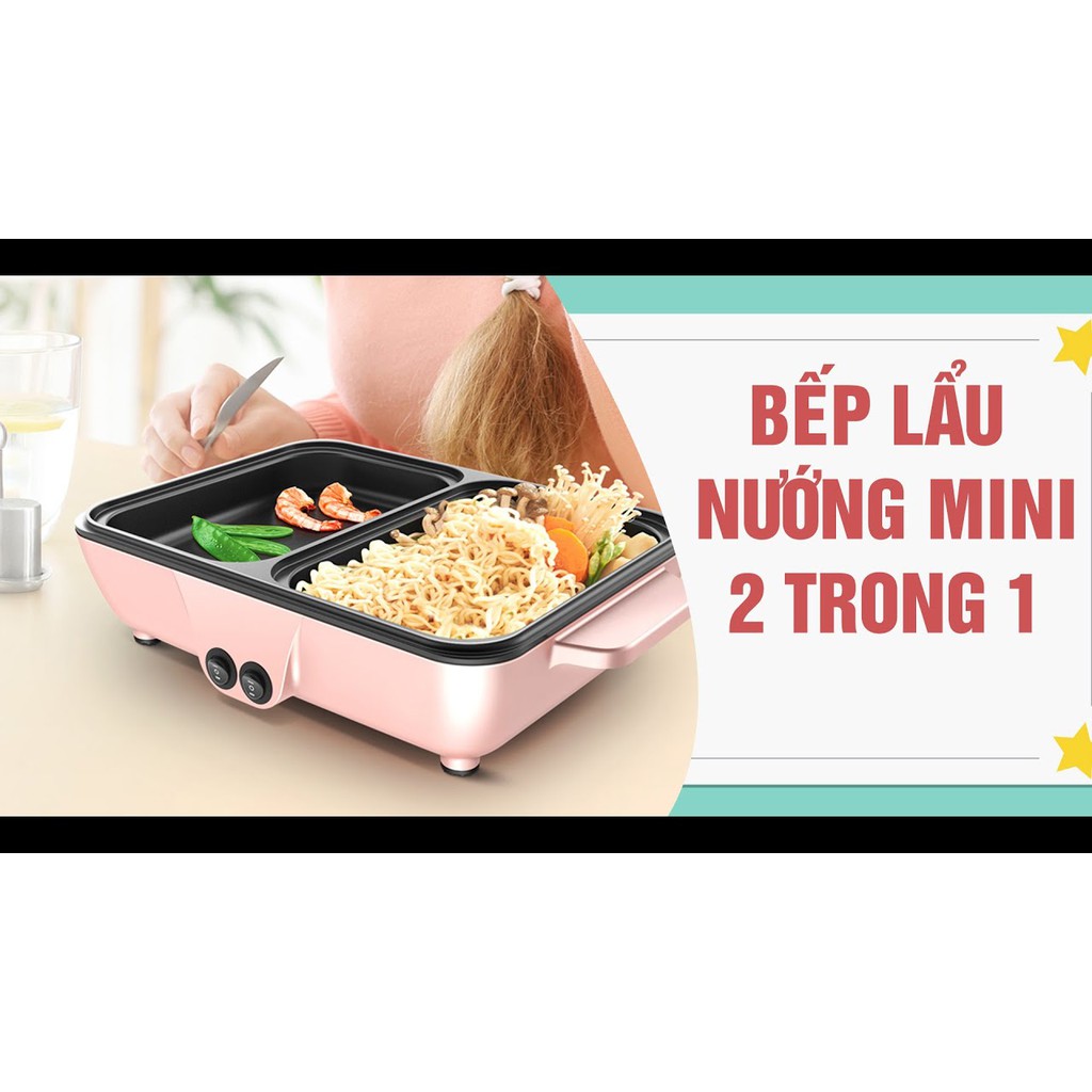 Bếp nướng lẩu 2 in 1 Mini Hàn Quốc🥘 - Bếp Điện Đa Năng Cofy -Nồi Đôi Mini Nướng và Lẩu Cofy 2 trong 1