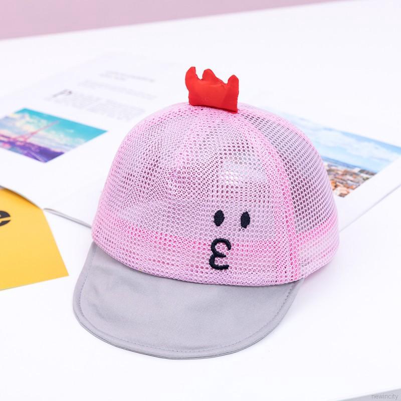 Nón lưỡi trai phối lưới in họa tiết hoạt hình phong cách Hàn Quốc cho bé