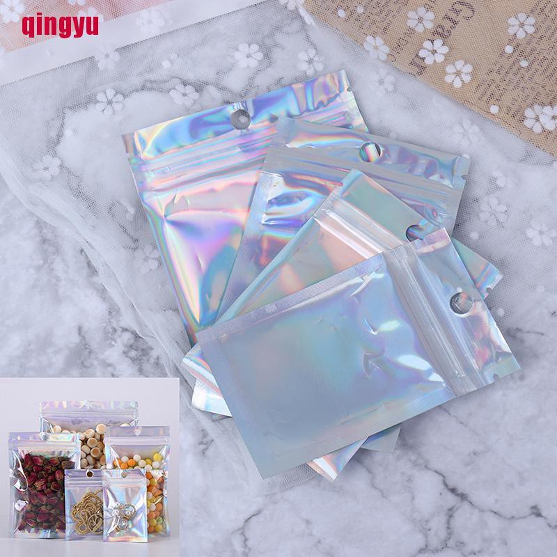 Bộ 100 Túi Zip Đựng Thực Phẩm Bằng Lá Nhôm Ánh Laser Trong Suốt
