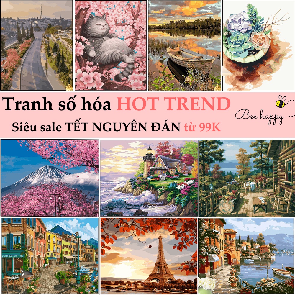 Tranh Sơn Dầu Số Hóa Phong Cảnh Nhiều Mẫu Hot Trend Sondausohoa - Tranh Tô Màu Theo Số