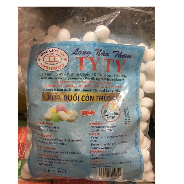 Long não thơm Ty Ty bịch 1kg viên nhỏ xua đuổi chuột, côn trùng, kiến, gián - băng phiến bịch 1 kg