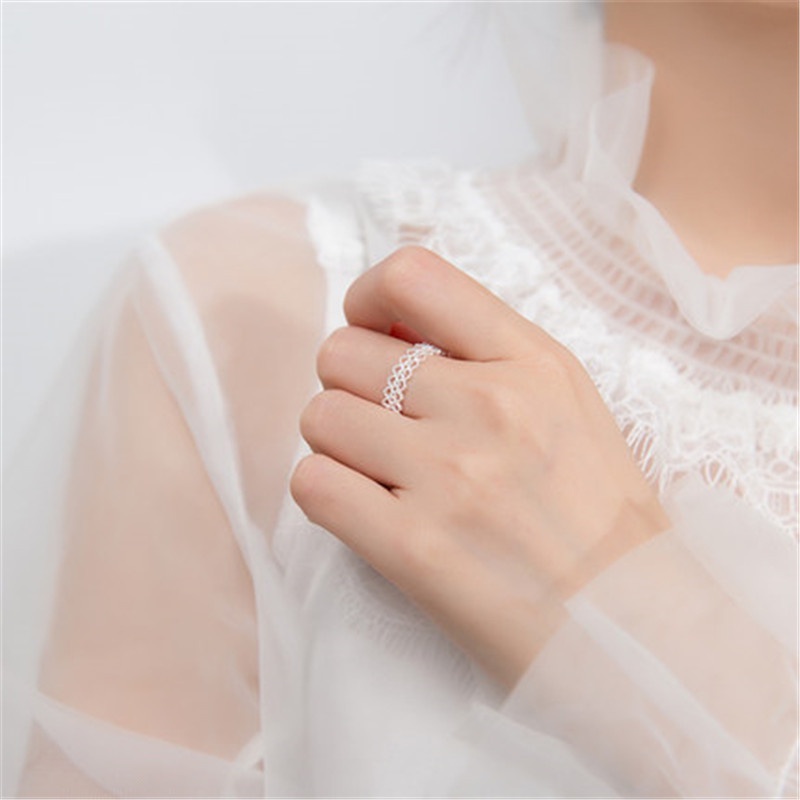 Nhẫn Hở Mạ Bạc 925 Hình Trái Tim Rỗng Có Thể Điều Chỉnh Kích Cỡ
