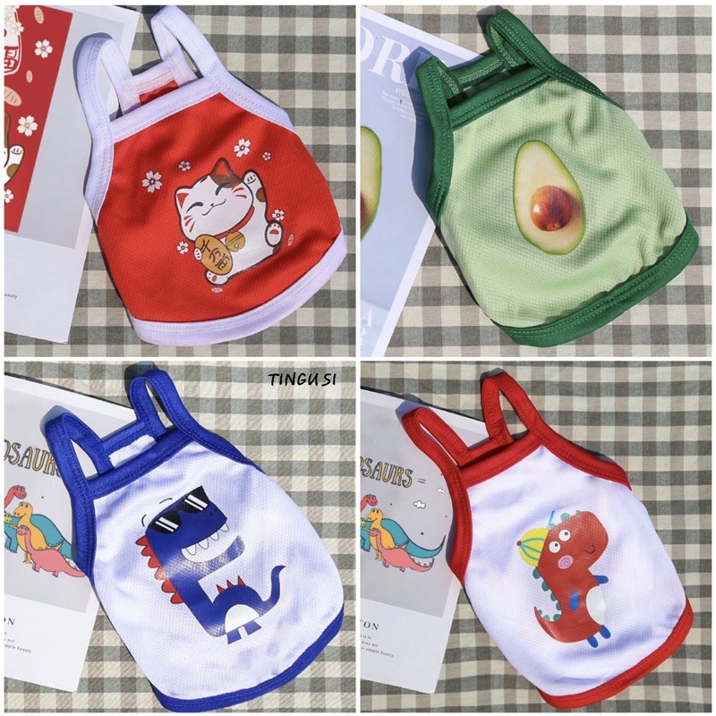 Áo Cho Chó Mèo - Áo 2 Dây Hoạt Hình Quả Bơ Cute