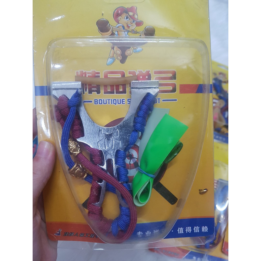Ná thun NHỆN kim loại xoáy ốc - ná cao su thân kim loại chạc 7.5 (Hình ảnh tự chụp)