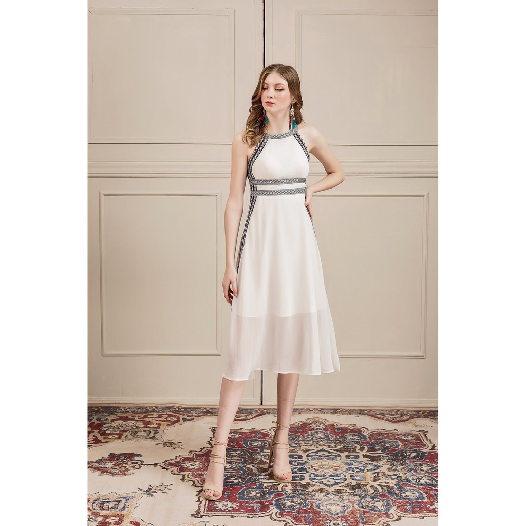 [Mã SKAMSALEP6 giảm 10% tối đa 100K đơn 150K] SÒ VINTAGE - KEVA Đầm voan sát nách phối thổ cẩm