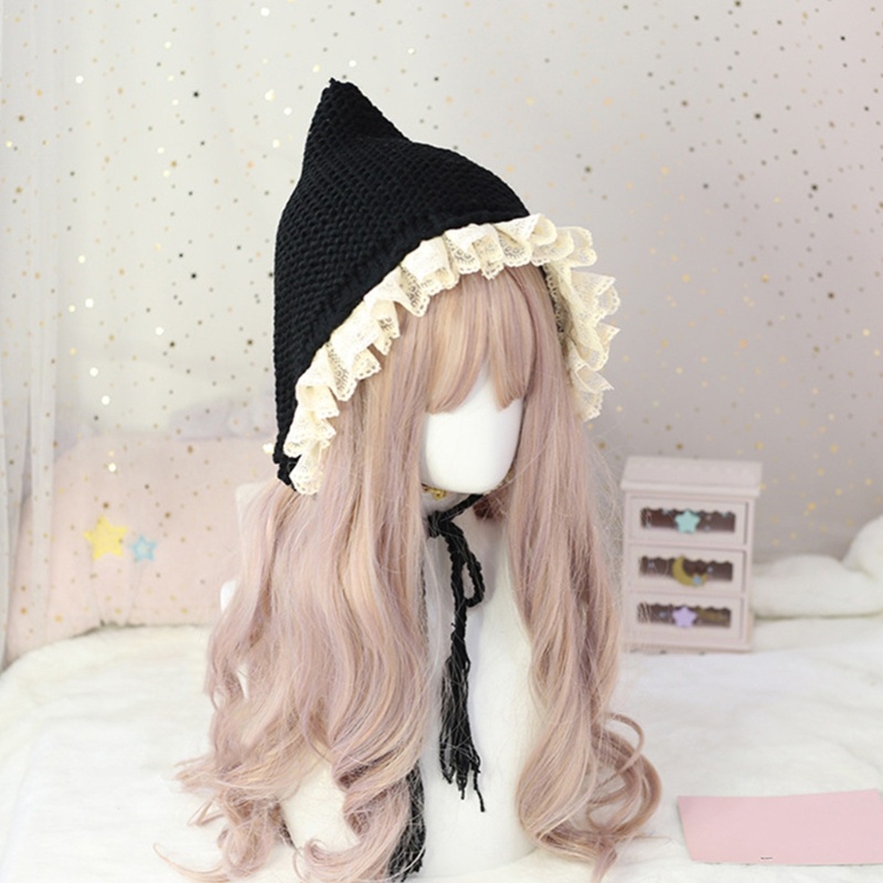 Mũ Len Thiết Kế Vành Ren Sáng Tạo Với Dây Có Thể Điều Chỉnh Cho Mùa Đông Ha