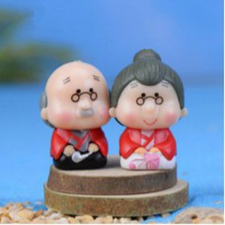 (Sỉ và lẻ 1 cặp Ông bà già to 3.5-4cm) Tiểu cảnh, phụ kiện trang trí 1 cặp Ông bà già to