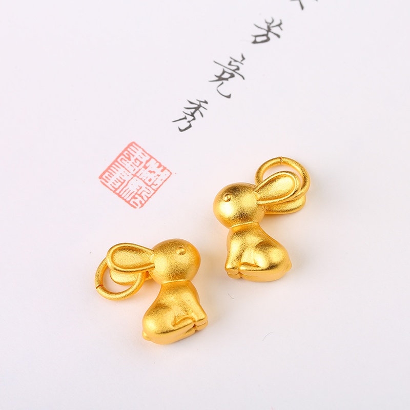 [Hàng Có Sẵn Giao Hàng Ngay Lập Phương] Vòng Tay Mặt Dây Chuyền Ba Chiều Hình Thỏ Màu Vàng Cát Chống Oxy Hóa Không Gây Dị Ứng Cho Nam Và Nữ