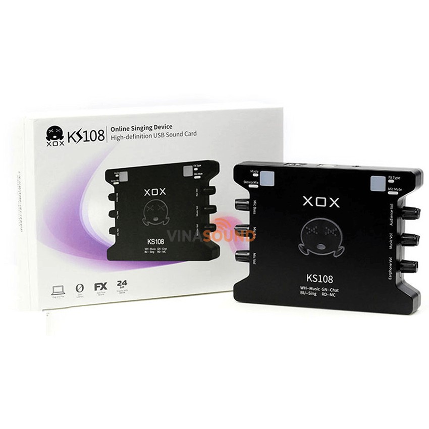 Sound card XOX ks108 (Phiên bản k10 quốc tế 2019 cải tiến ic) dùng hát livestream, karaoke, thu âm. Âm hay không rè