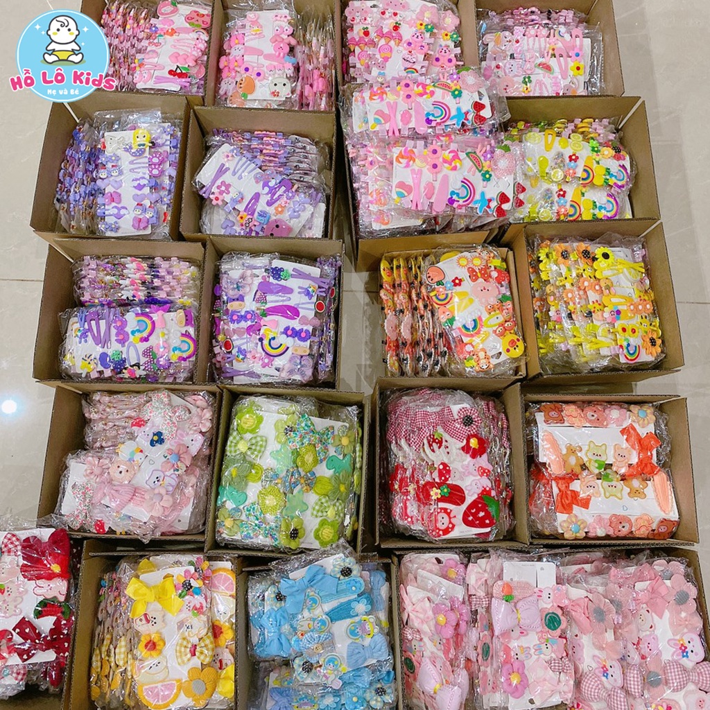 Kẹp tóc cho bé gái 14 chi tiết đẹp dễ thương, họa tiết hoạt hình Hồ Lô Kids