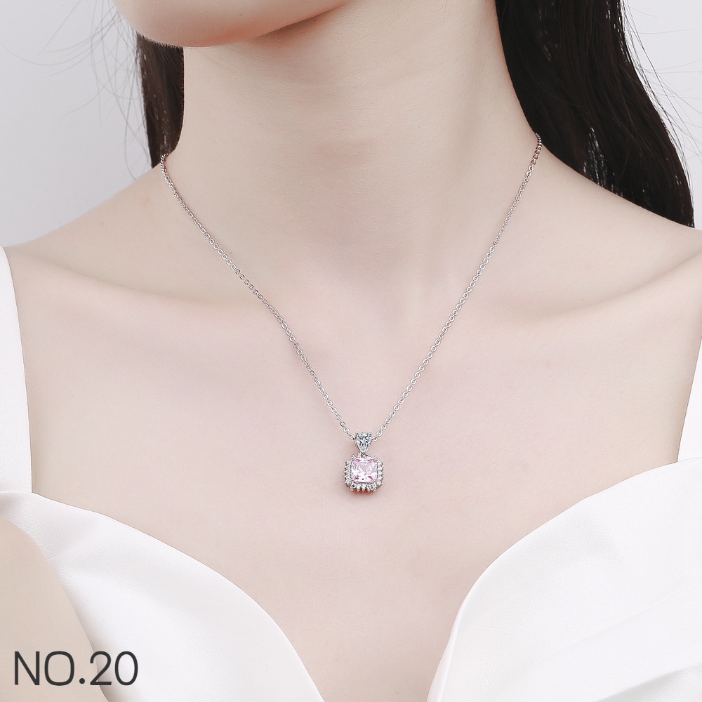 Vòng cổ Bạc S925 Mặt Đá Kim Cương Trắng Và Vàng 18K Thanh Lịch