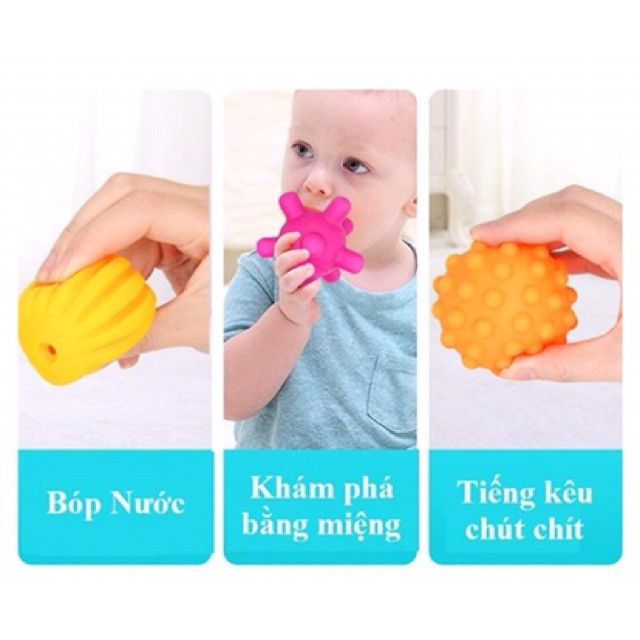 Đồ Chơi Trẻ Em an toàn - Set 6 Banh Bóng Giác Quan - Phát Triển Thị Giác - Xúc Giác - Thính Giác