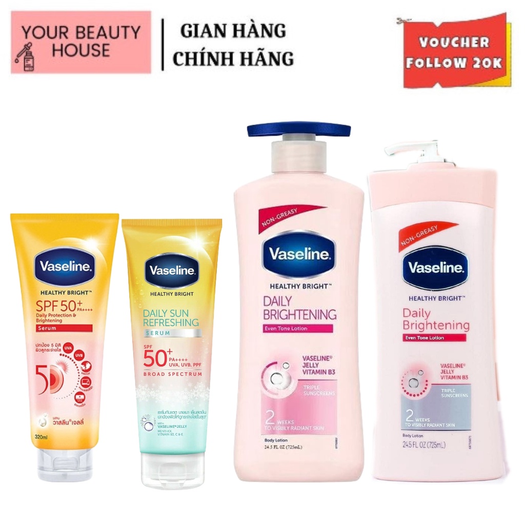[VASELINE] LOTION &amp; SERUM DƯỠNG TRẮNG DA CHỐNG NẮNG BODY