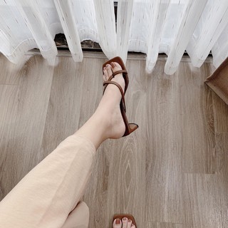guốc xỏ ngón nâu gót dẹt ( hàng sẵn )
