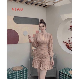 VÁY ĐẦM NHÚN EO CHẤM BI SIÊU XINH