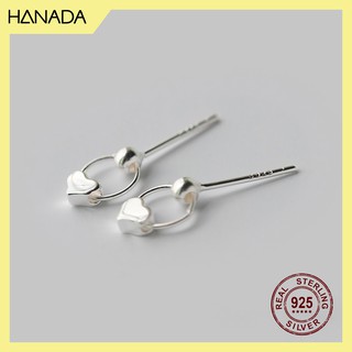 Bông tai bạc 925 hanada tim nhỏ 0306