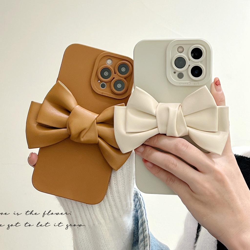Ốp lưng iphone cạnh vuông bảo vệ camera gắn nơ da 7plus x xsmax 11 11promax 12 12pro 12promax 13 13pro 13promax DT13
