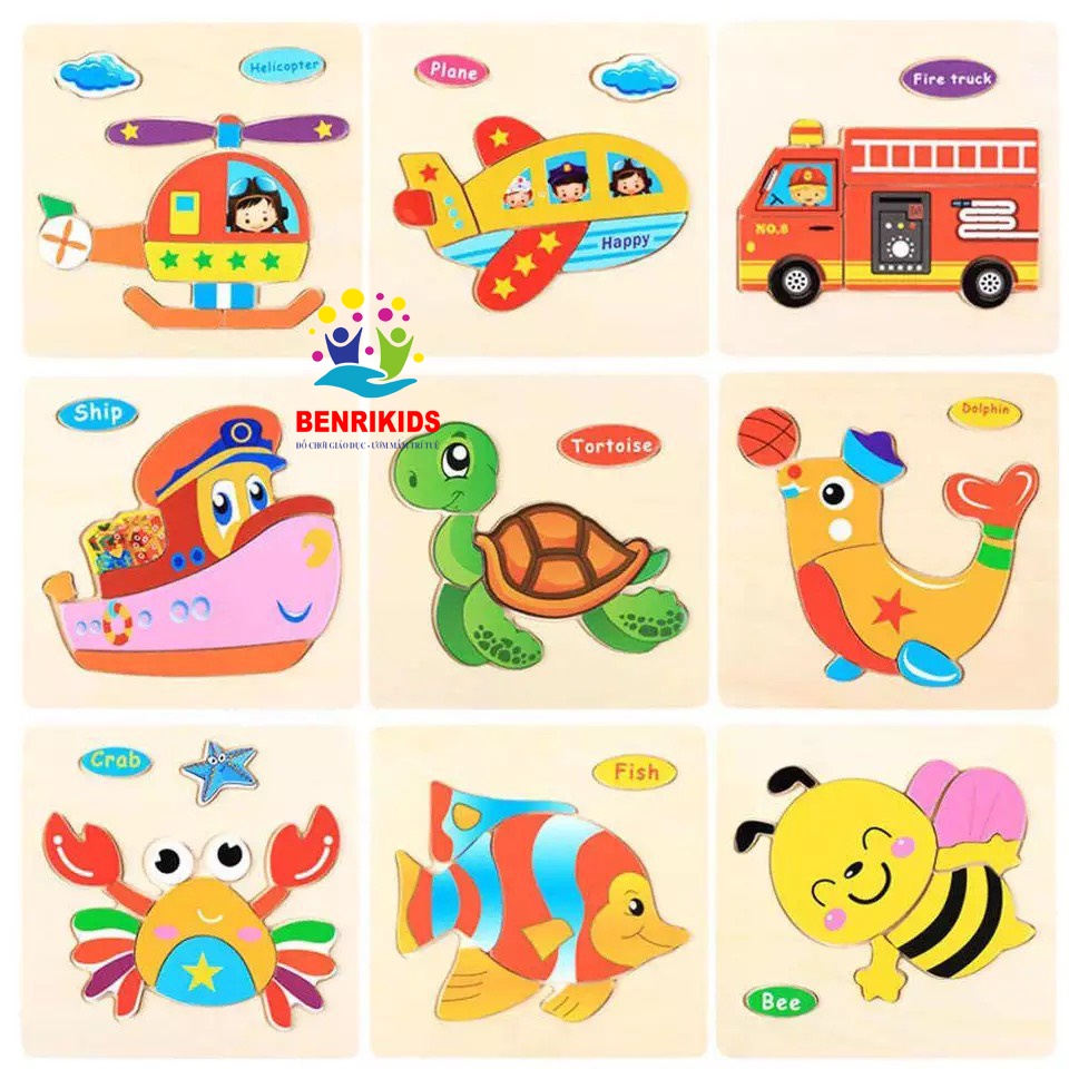 Đồ Chơi Xếp Hình Lắp Ráp Tranh Ghép Gỗ 3D Nhiều Hình Ngộ Nghĩnh Cho Bé Phát Triển Trí Tuệ