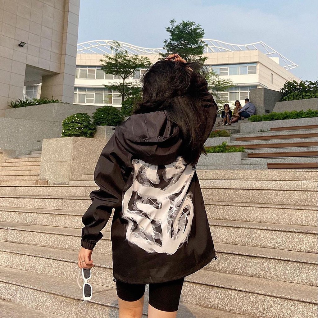 Áo Khoác Dù SWE SMOKE Dây Kéo Form Rộng Ulzzang Unisex