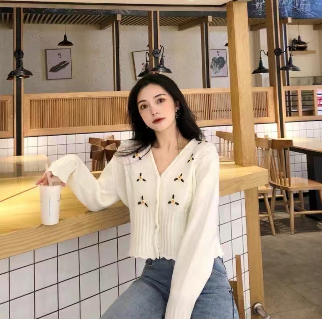 Áo Khoác Cardigan Cổ Chữ V Thêu Họa Tiết Phong Cách Retro Hàn Quốc Cho Nữ Giới | BigBuy360 - bigbuy360.vn