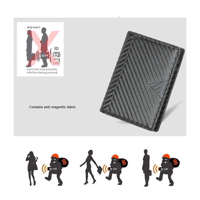 Ví Đựng Thẻ Bằng Sợi Carbon RFID Dành Cho Nam Nữ