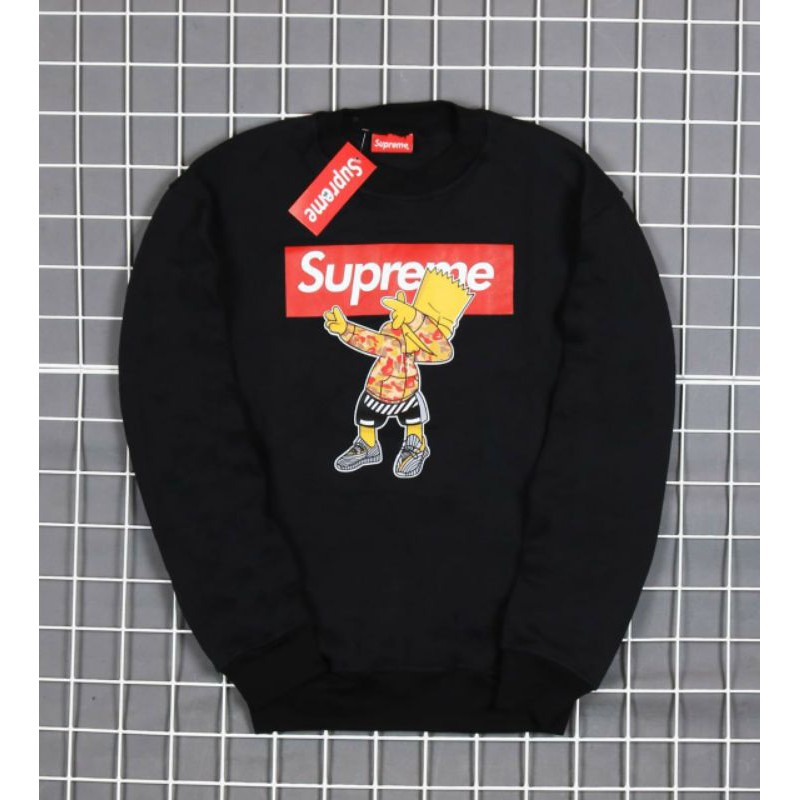 Áo Sweater In Hình Simpson Supreme Đen