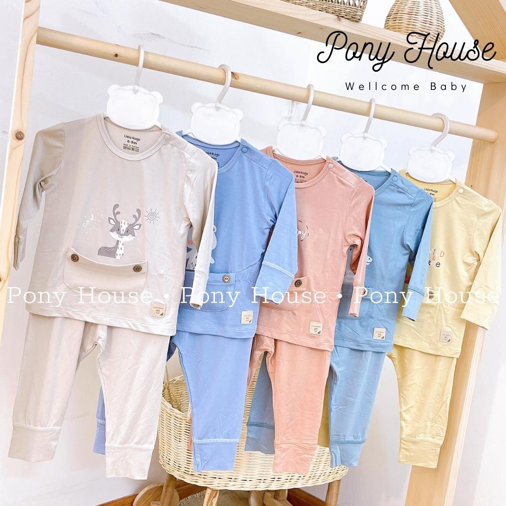 Bộ Quần Áo Dài Tay Uala &amp; Rogo Cài Vai Chất Sợi Tre Bambo Siêu Mềm Mại Cho Bé Trai Bé Gái Size 6-9M Đến 24-36M