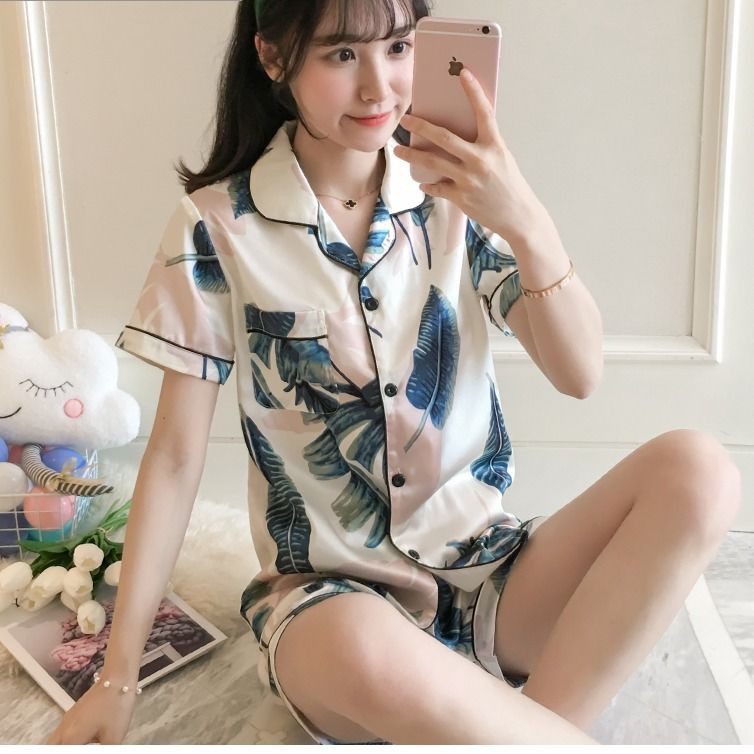  Bộ Đồ Ngủ Ngắn Bằng Vải Lụa Phong Cách Hàn Quốc Xinh Xắn Cho Nữ | BigBuy360 - bigbuy360.vn