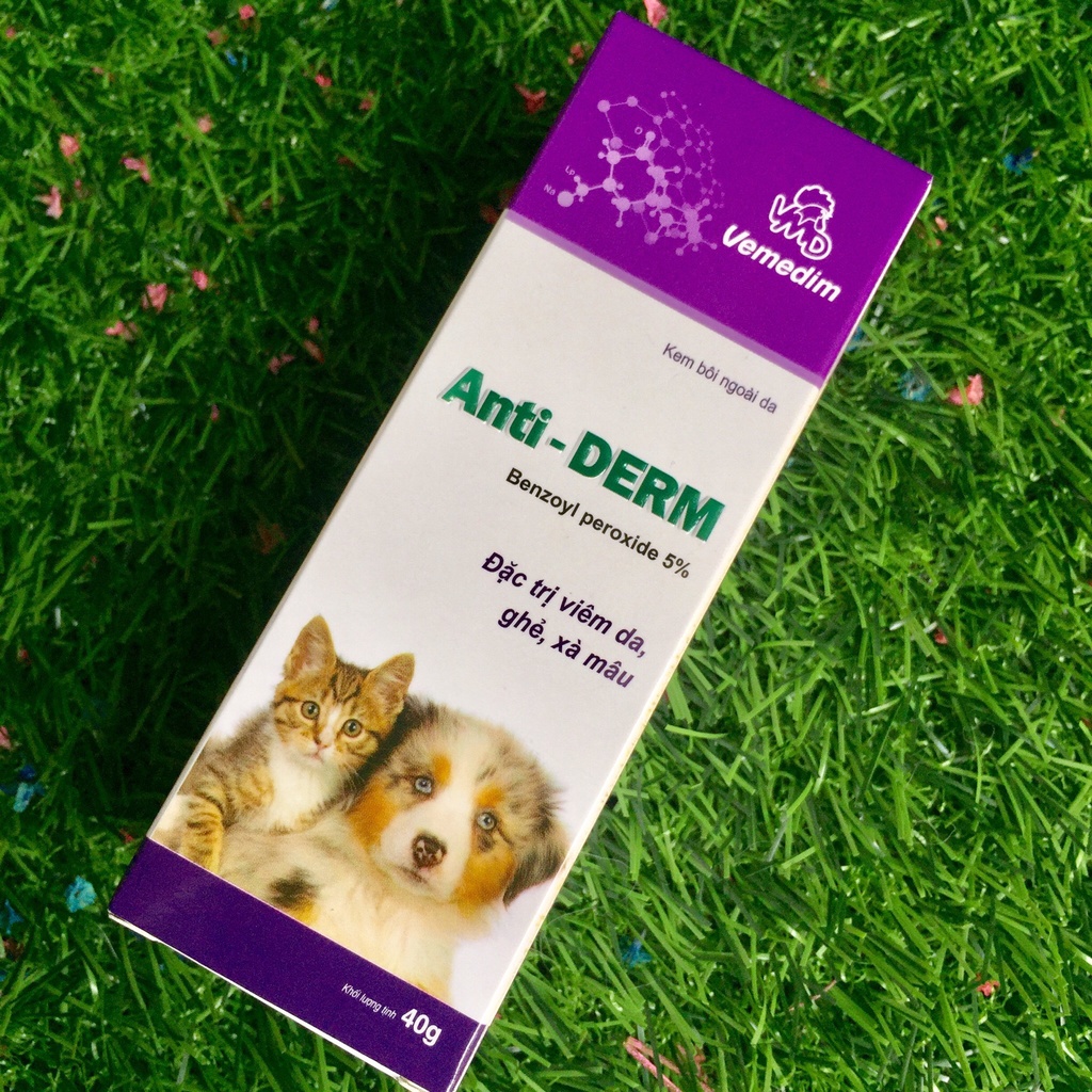 Anti Derm - Kem bôi ngoài da trị viêm da, ghẻ ngứa, xà mâu trên chó mèo - Devedim - 40g