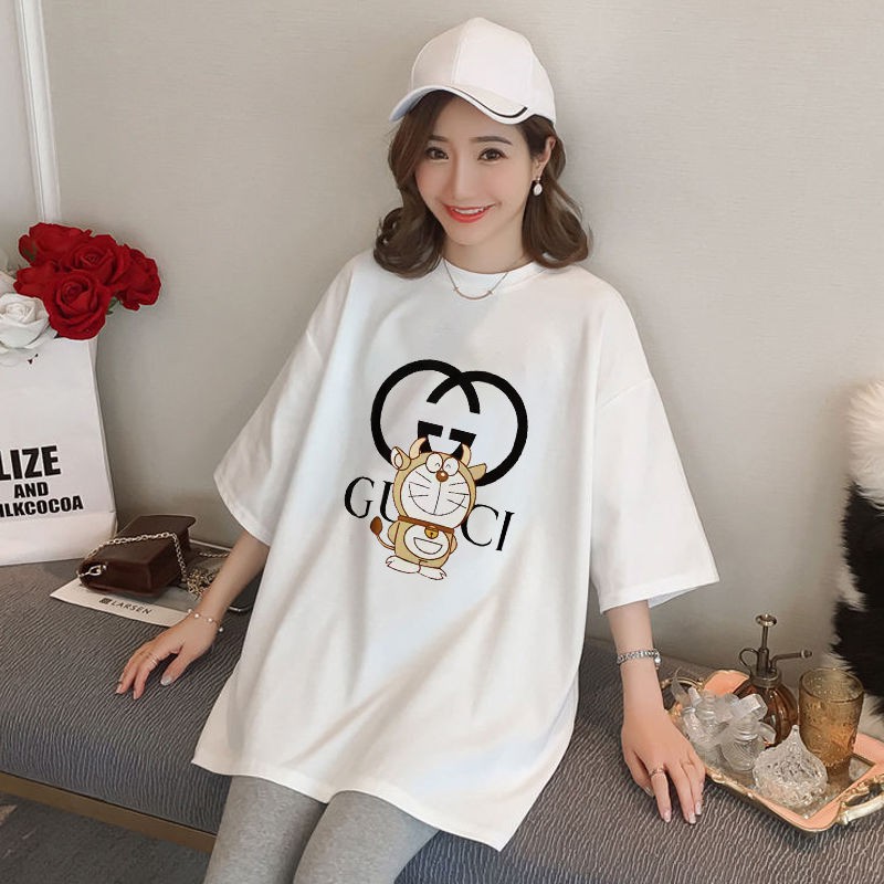 [bà bầu | mùa hè áo thun khăn che bụng] new 2021 Quần bà hình mèo Doraemon dễ thương không lộ cotton