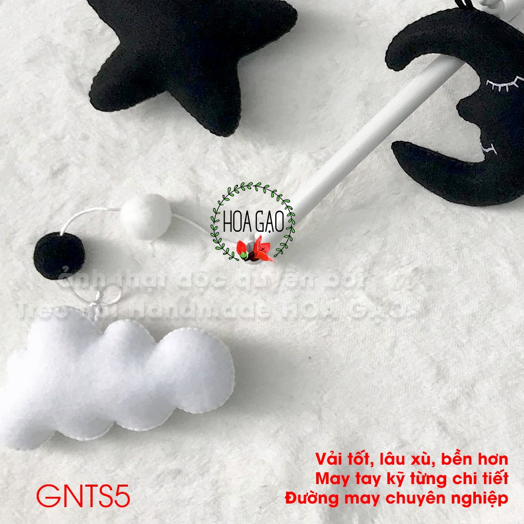 Đồ chơi sơ sinh, treo nôi kích thích thị giác HOA GẠO GNTS5 handmade cao cấp